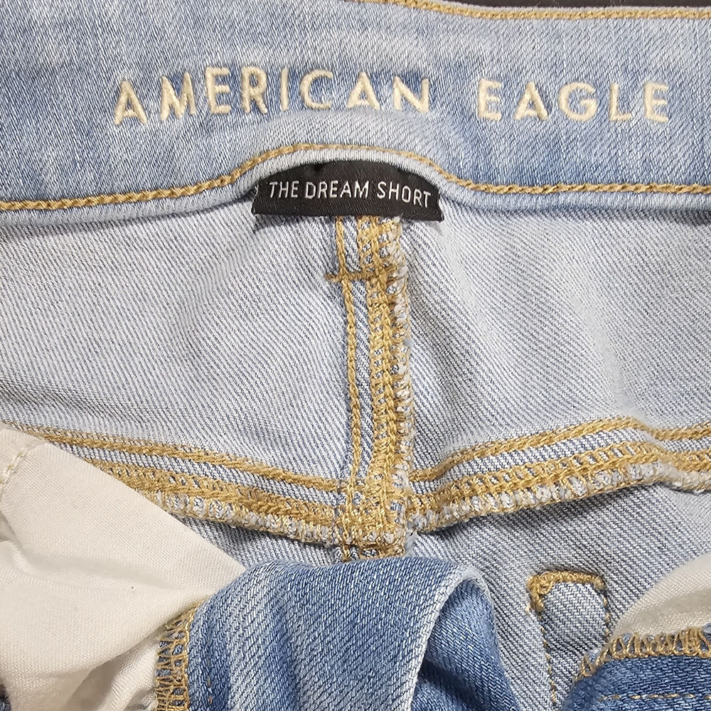 American Eagle Outfitters Light Blue Distressed Jean Shorts - Picture 3 of 5